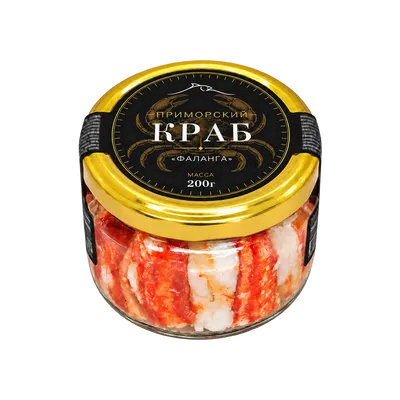 Консервы из мяса краба "Фаланга" в солевой заливке 200гр, ст/б